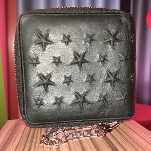 Jimmy Choo Black Embossed Star Zip Wallet
